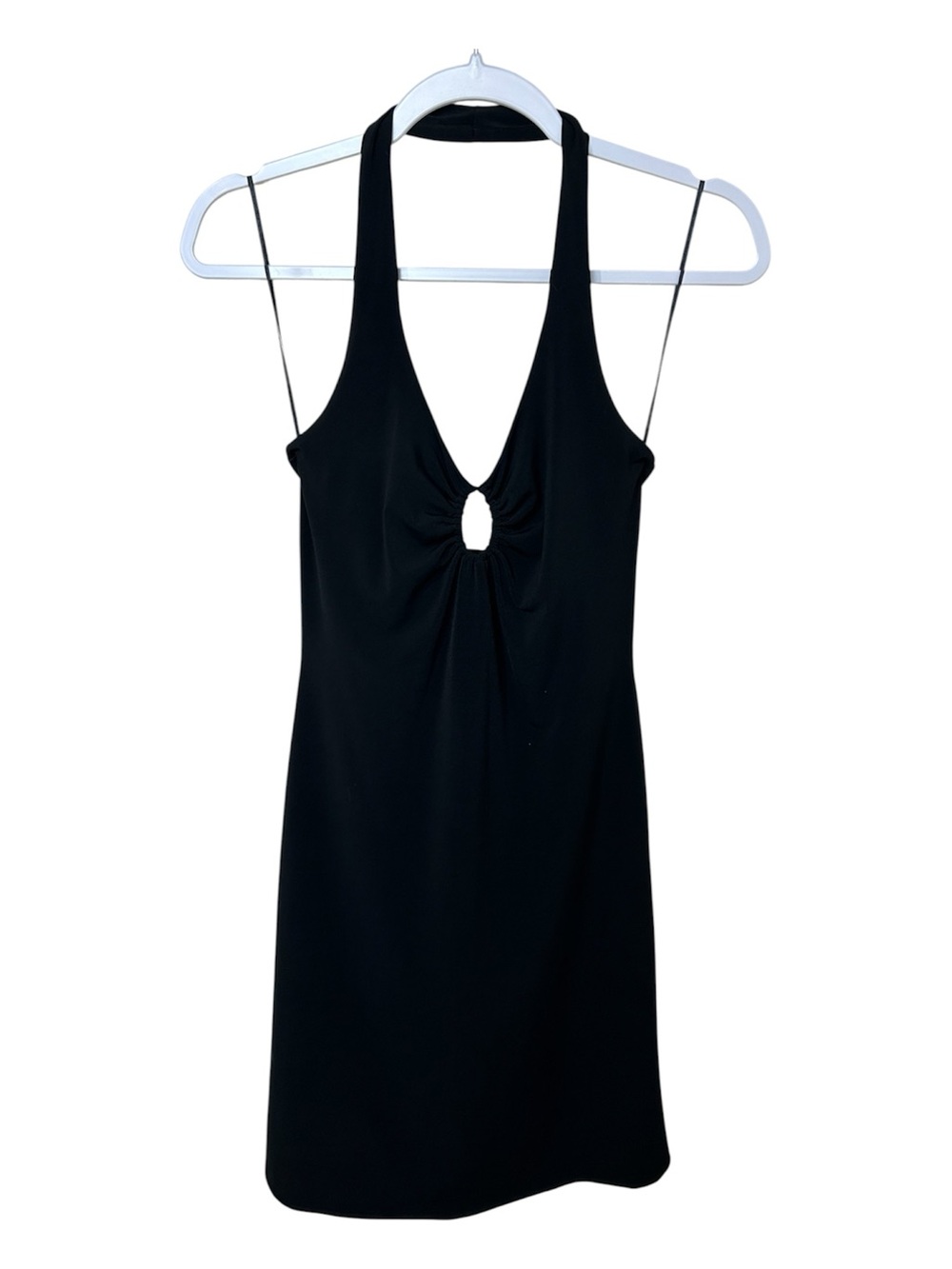Guess Jeans Vintage Y2K Black Mini Halter Dress with Front Keyhole